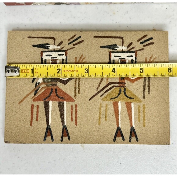 Set Of 3 Navajo Sand Painting Art 5 x 7 Signed designed Cedar Box - Picture 9 of 13